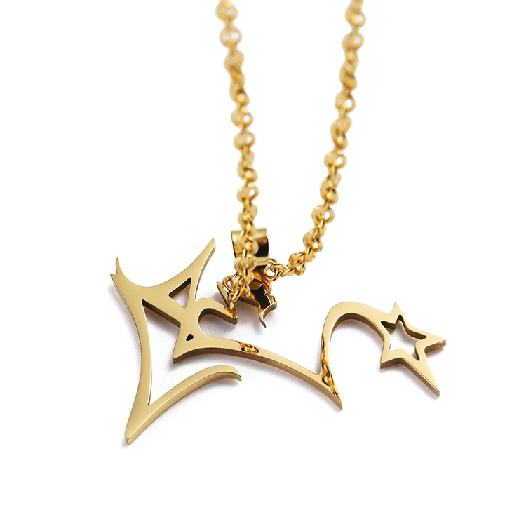 Custom silver metal logo Stainless steel cut pendant necklace Gift box Custom necklace jewelry for men and women