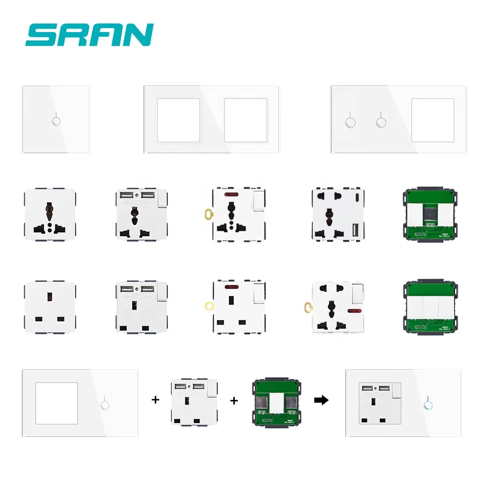 Green frame white function  1 gang 1 way switch