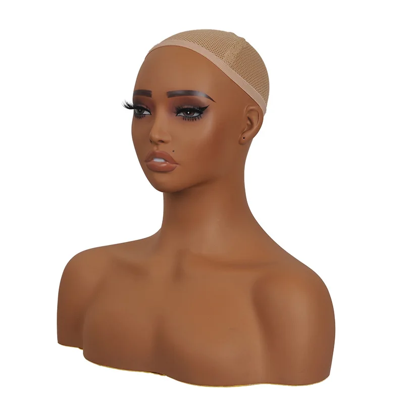 Fashionable Low Price Female Mannequin Head With Shoulders Realistic Mannequin Head Bust pvc Head Mannequin for Wig Display