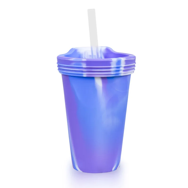 2024 Hot Selling 16OZ Food Grade Silicone Drinking Straw Cup Car Drinking Bottle Cup Silicone Tumbler Coffee Cup For Adults