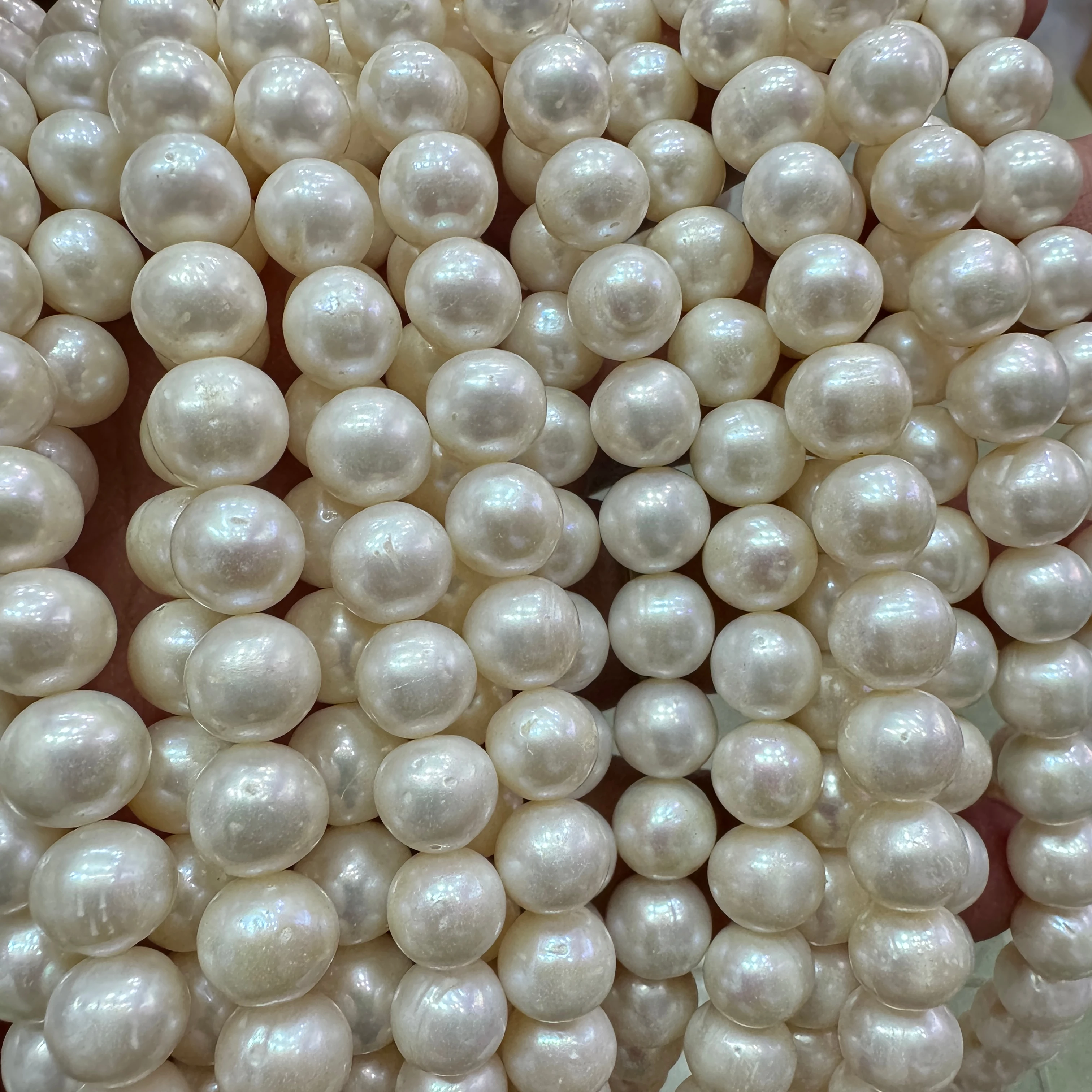 Wholesale 9mm-10mm high quality freshwater round pearl  loose pearl strands for fashion jewelry making