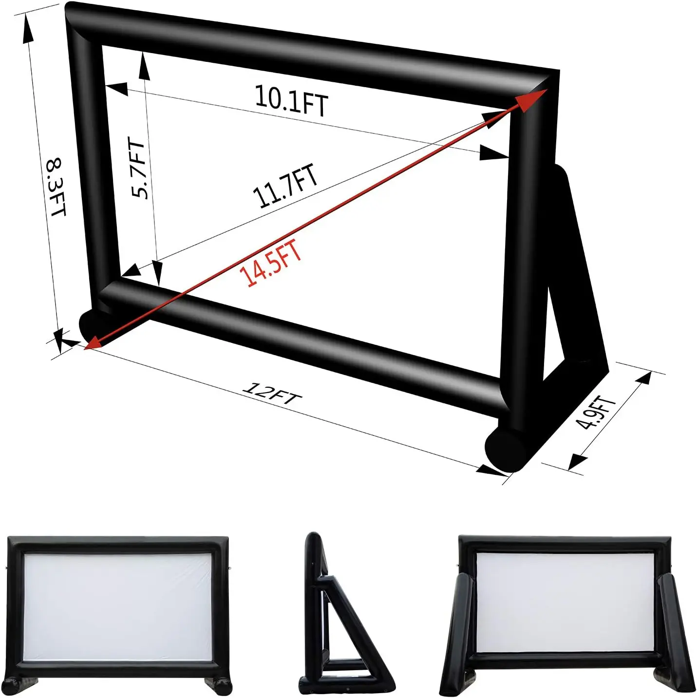 Ange Factory Custom Cheap Wholesale Giant inflatable Movie Screen Projection With Frame Free Logo