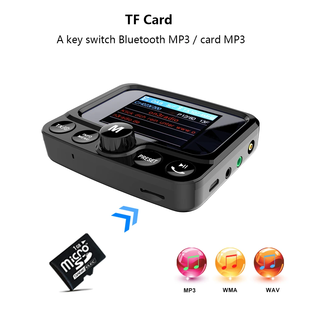 Car Radio Hands Free Calling Car Stereo Auto DAB FM Universal In Car Adaptor DAB DAB+ Digital Radio With FM + Antenna