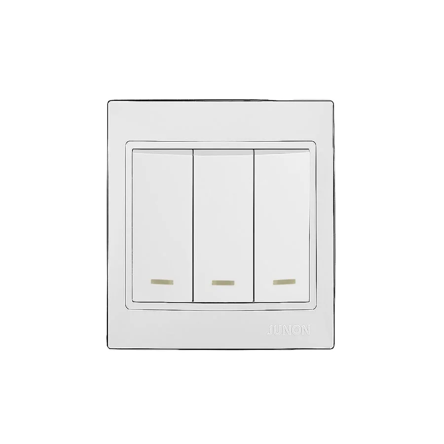 RJ New Series Three Gang Electrical Switch with LED or Fluorescent Light