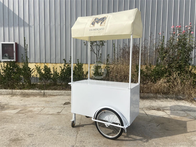 CE cert Outdoor Sale Candy Cart Mobile Kitchen Mini Food Trailer Juice Milk Hot Dog Trolley Ice Cream Push Cart Bike