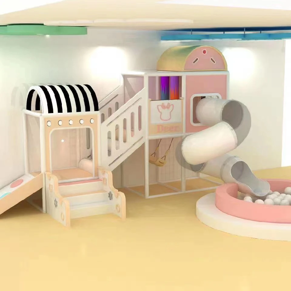 Berletyex Small Soft Play Games Kids Slides Indoor Plastic Playground Playhouse Equipment for Home