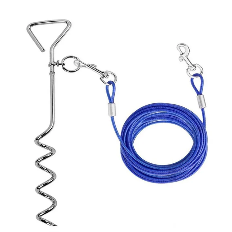 Heavy Duty Dog Tie Out Cable and Stake for Dogs Up To 90 lbs