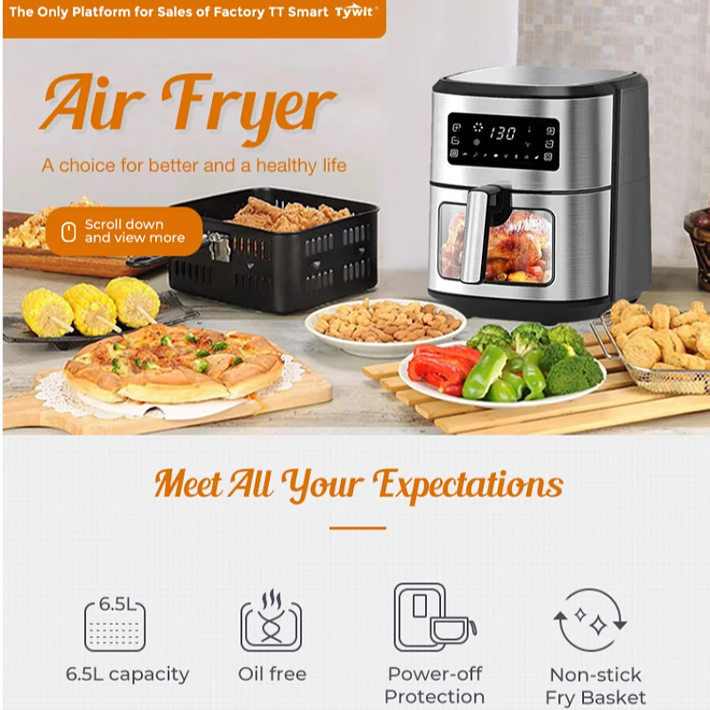 Freidora De Aire Inteligente Fritadeira Eletrica Small Mini 220V Oil-Free Air Frier Digital 6L Smart Wifi Air Fryer