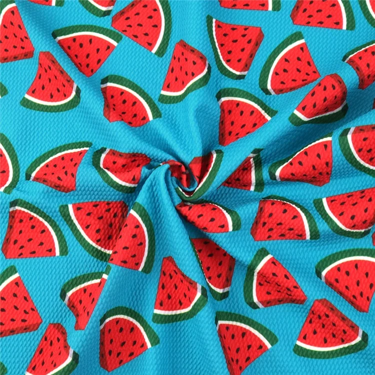 
1/2 Yard Watermelon Printed Bullet Textured Liverpool Knit Stretch Fabric For Baby Headband 13832 