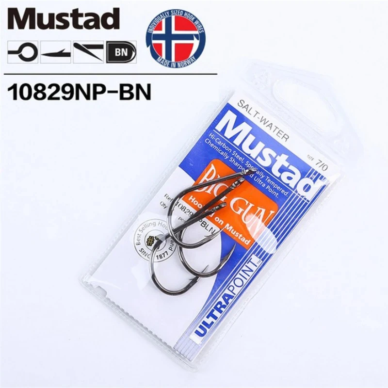 Mustad Sea Fishing Hooks 10829-BN Jig Fishhook Baits Herring Sturgeon Fishing Hooks Ocean