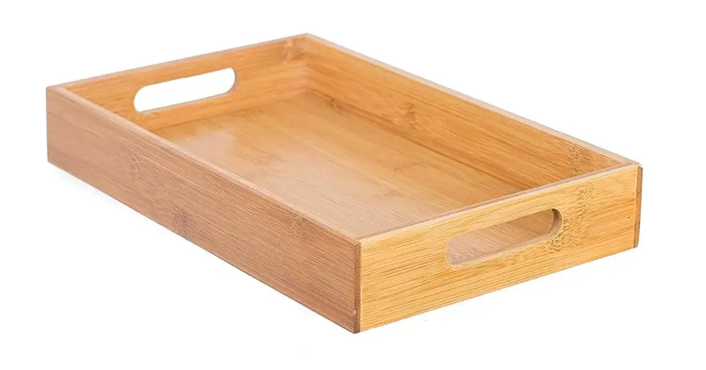 Home  Basic Bamboo Tea Tray Dinner Bed Tray Bamboo Serving Tray Set of 3