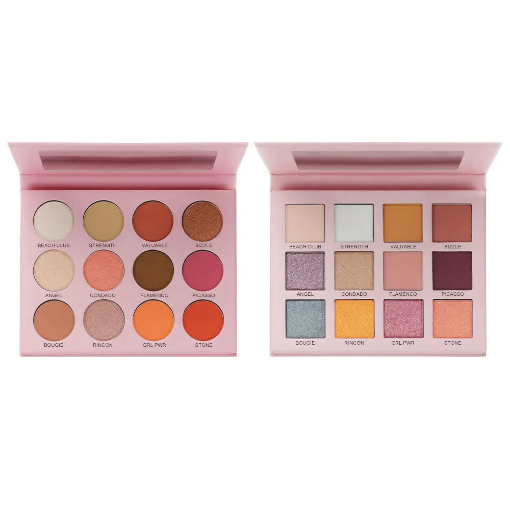 Wholesale DIY OEM highly pigmented matte eyeshadow palette vegan waterproof 12 color makeup green eyeshadow palettes