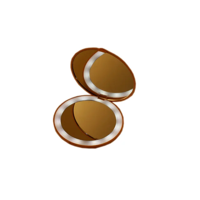 Портативное круглое складное светодиодное Зеркало компактное зеркало для макияжа