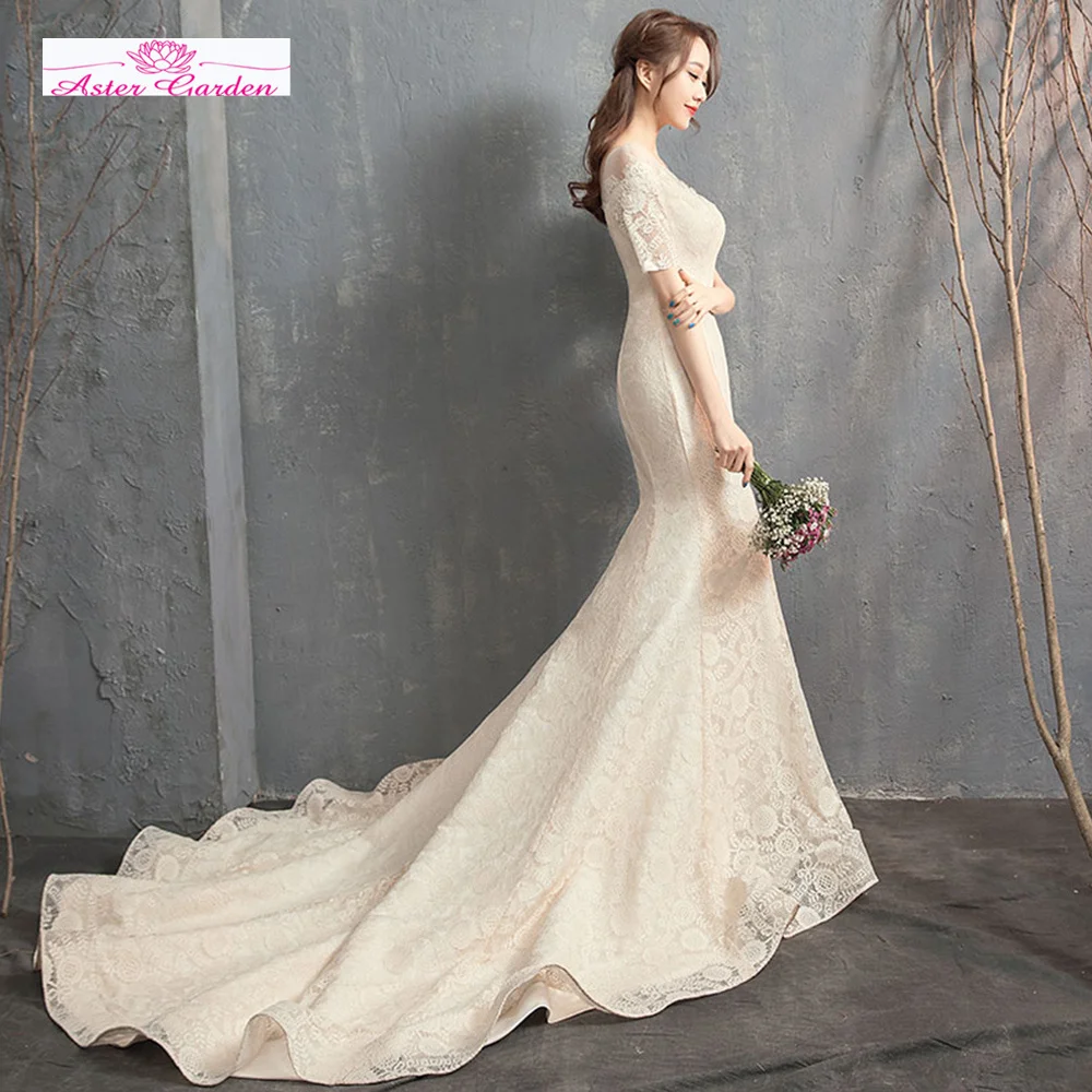 Vestido Noiva Sereia New Arrival Short Sleeve Lace Mermaid Wedding Dresses Alibaba China Shop Online Bridal Gowns Abiti Da Sposa