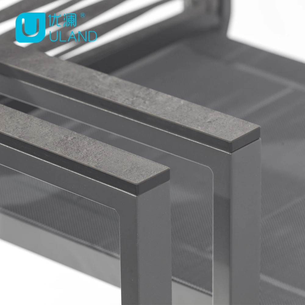 Uland Hot Sale Light Weight Steel Material Outdoor Patio Dining Furniture Stack 6 8 Garden Chair Table Set