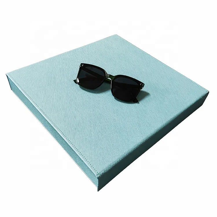 Wholesale Customized 10 slot leather Gray Eyewear Rack Countertop Case Sunglasses Tray Display Case