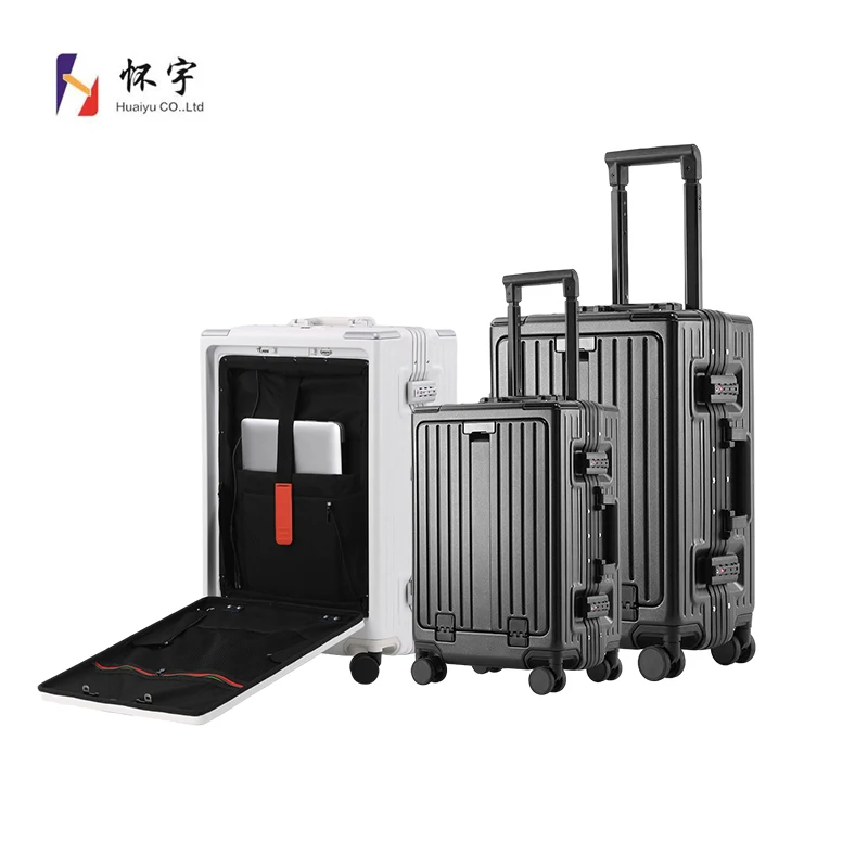 Wholesale ABS luggage sets high quality large capacity black suitcase travel luggage set