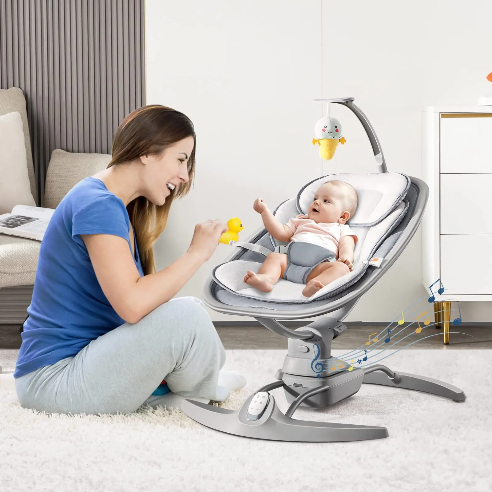 Factory Wholesale OEM newborn  3 Speeds Soothing Music Portable Electric Swing Baby Nursery Rocking Chair