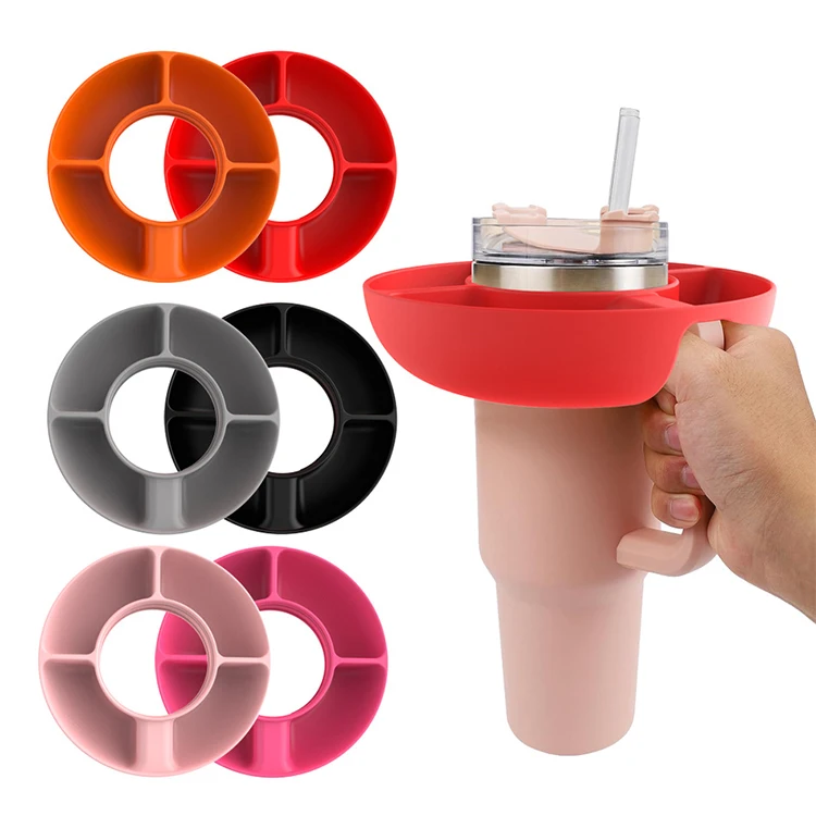 2024 New Reusable Food Grade Silicone Snack Tray Bowl Compatible with Stanley Cup Quencher 1.0/2.0 40 oz Tumbler with Handle