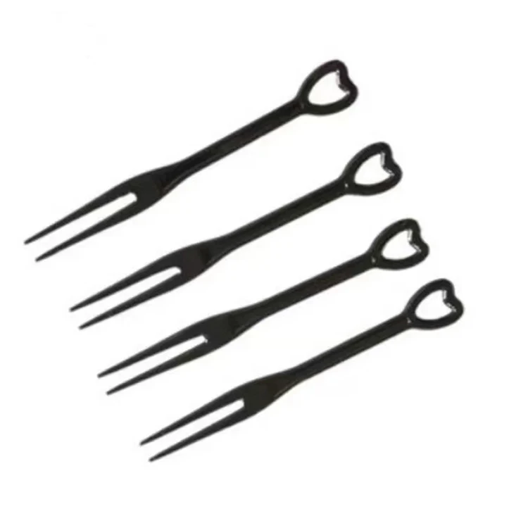 Heart shape mini small clear pink blue ps plastic snack fruit moon cake disposable fork