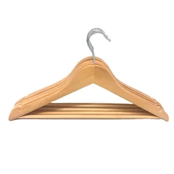 personalised custom durable wooden clothes trousers decorative non slip laminated white coat wooden hanger for display