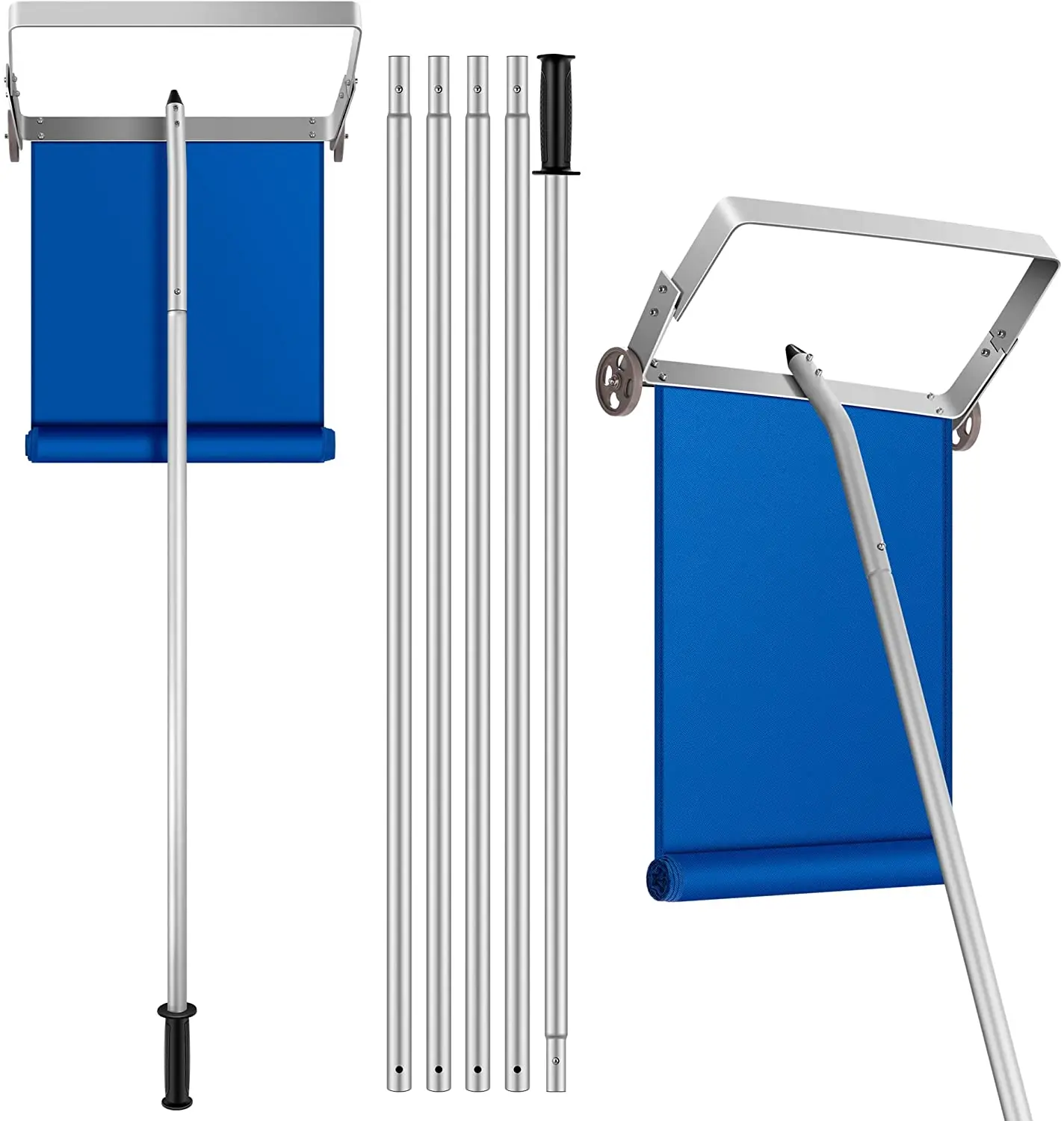 Snow Roof Rake Snow Removal Tool with Wheels and Adjustable Extended Handle