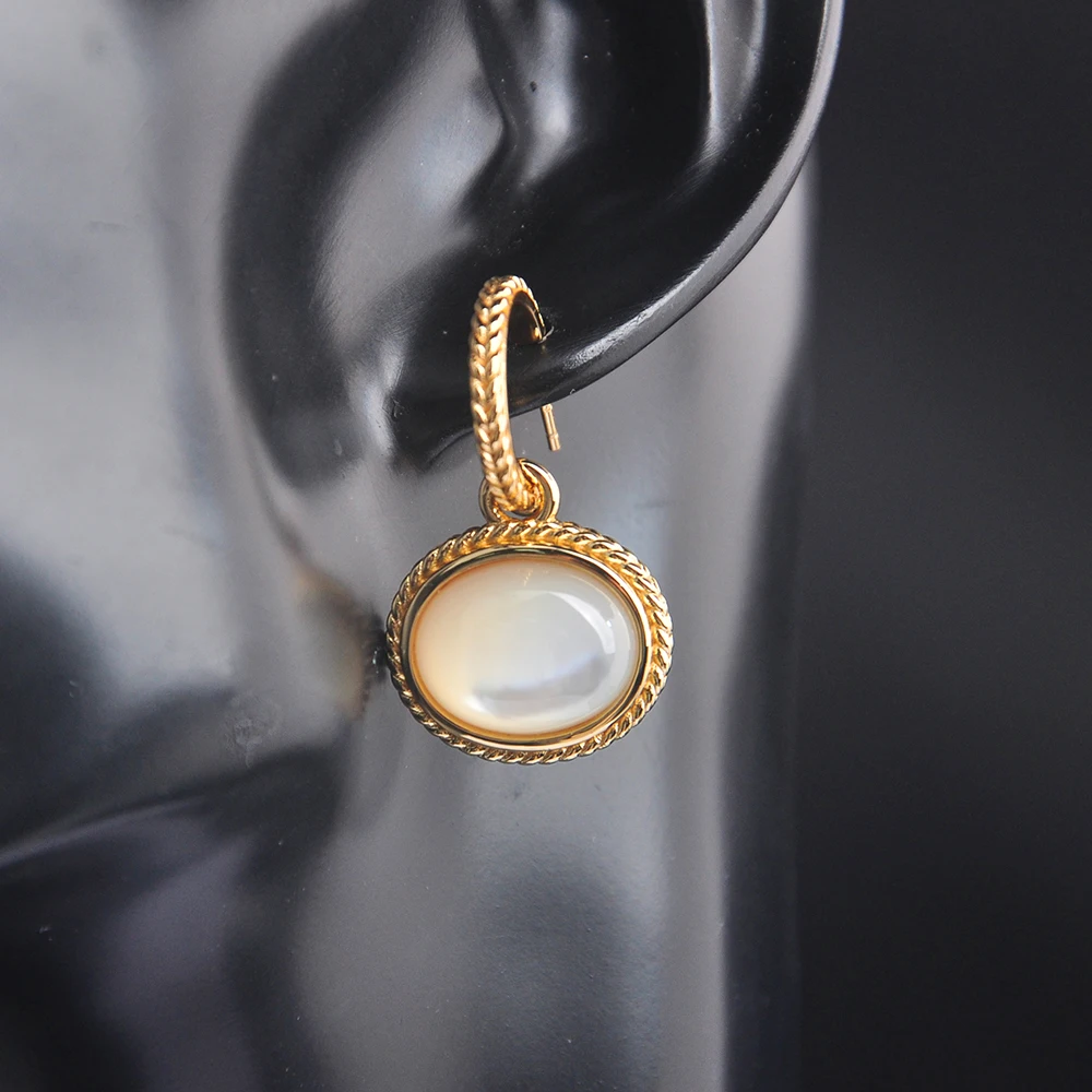 Real 18K Gold Color Plated Casual Bohemia Earrings Jewelry Modern Stylish Shell Hoop Earrings Jewelry