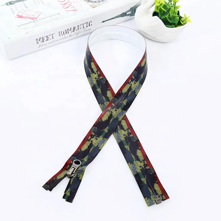 High Quality Printed Nylon coil Zipper TPU Water Resistant Invisible Zipper Roll For Sports Coat
