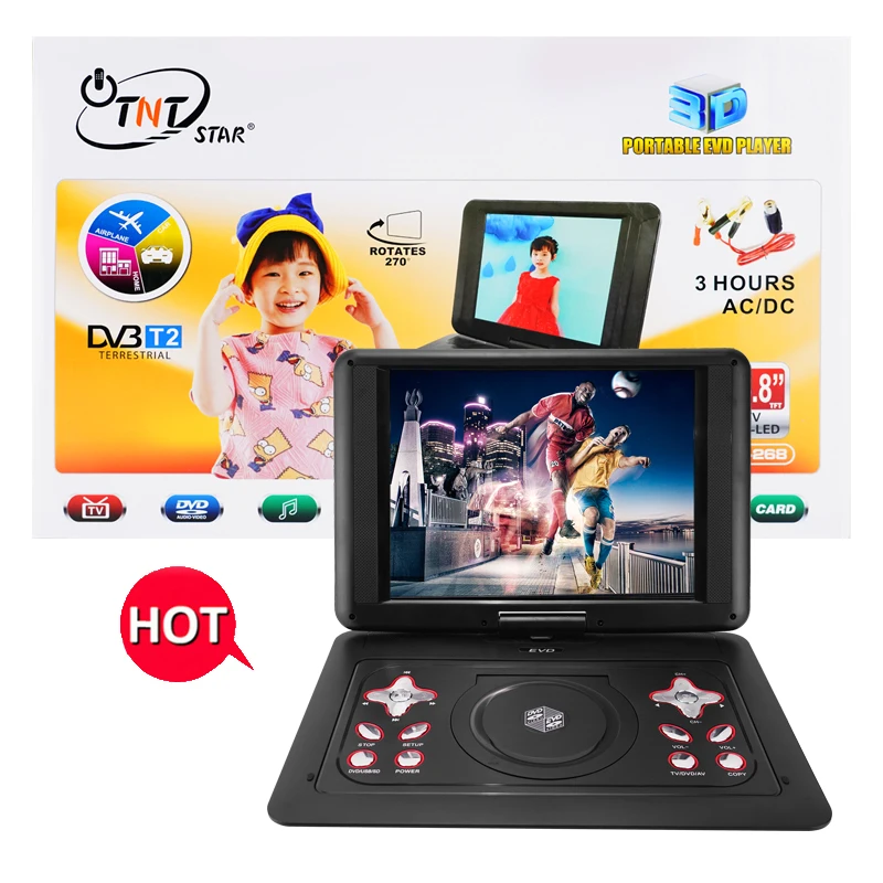 TNTSTAR TNT-268 TNTSTAR TNT-298 Hot Selling 14.1 inches EVD With Analog Tv, Dvbt Dvbt2 Tv TNT298 Portable Dvd Player 2023 hot