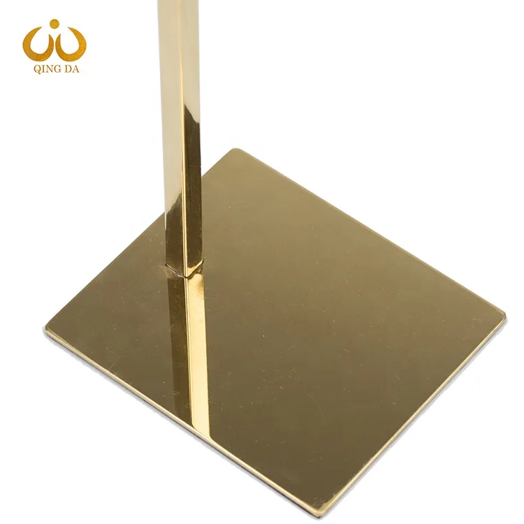 Factory shop polished stainless steel hand bags hanger handbag purse metal display stand rack gold holder display