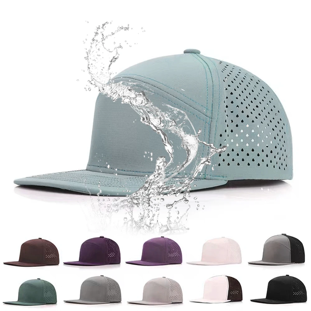 OEM custom waterproof performance 6 panel laser cut hole perforated brand golf gorra laser drilling polyester snapback hat caps