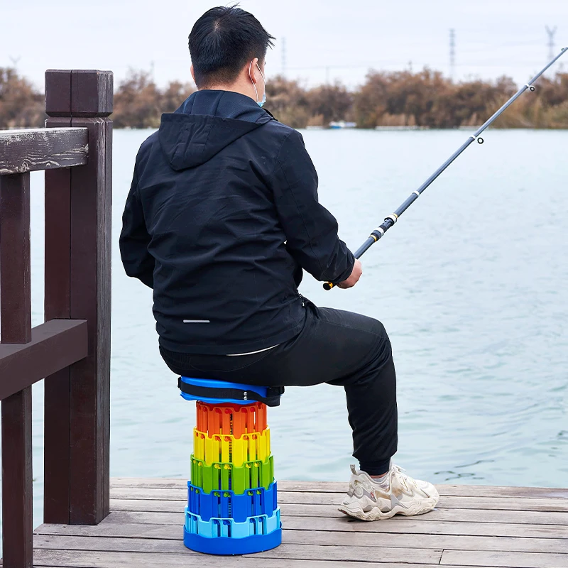 Easy Telescopic Round Portable Retractable Plastic Camping Gardening Folding Stool Retractable stool