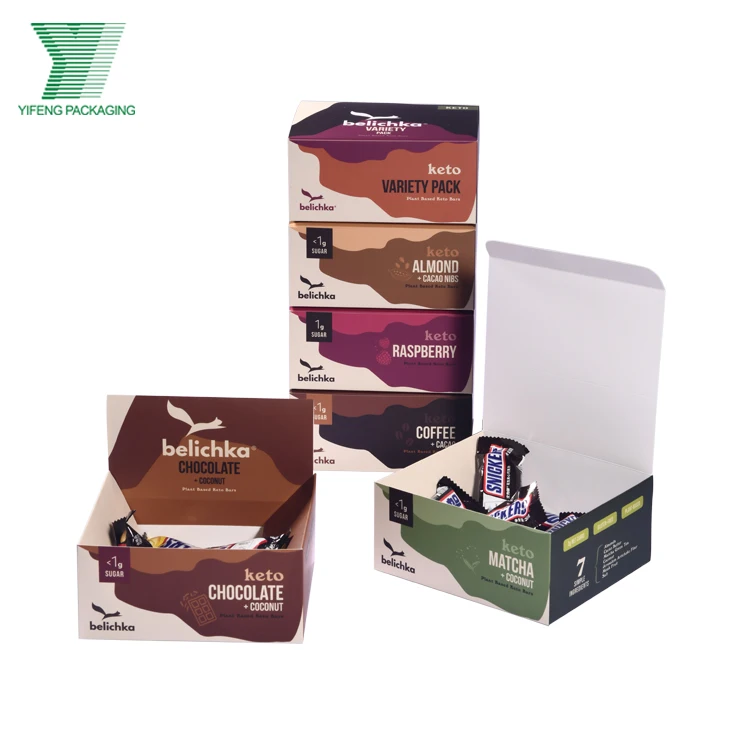 Wholesale Food Packaging Folding Box Custom Printing Size Coated Paper Chocolate Chewing Gum Candy Low Price Packaging Box