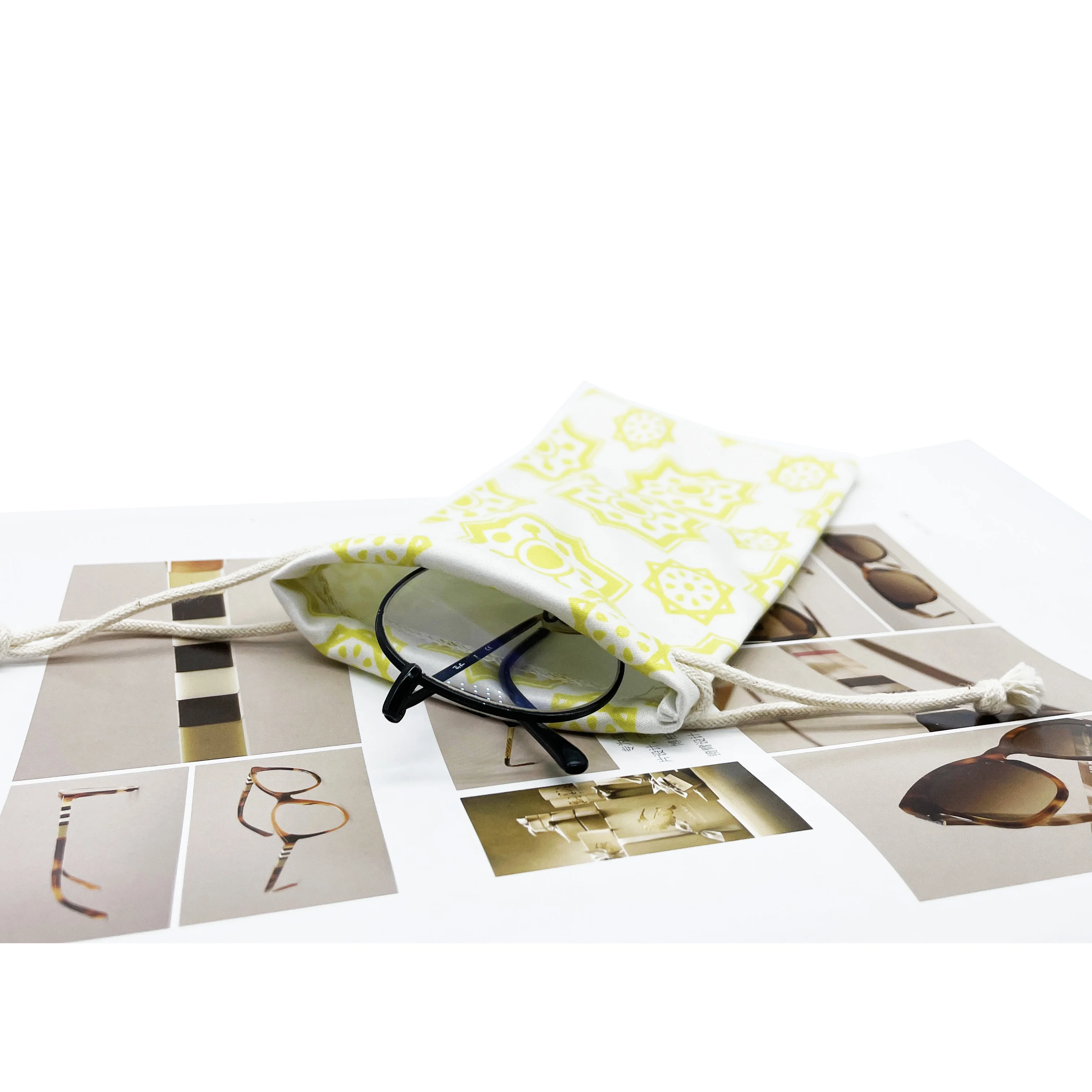 Custom Logo Printed Microfiber Sunglasses Pouch With Zipper, High Quality Soft Glasses Eyeglasses Pouch