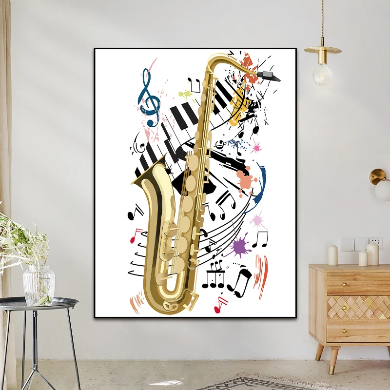 Wholesale musical instruments poster abstract saxophone canvas painting modern wall art decoration for living room