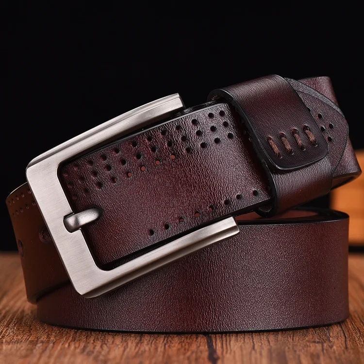 Business Belt Genuine Leather For Men High Quality Black Buckle Jeans Belt Cowskin Casual Belts