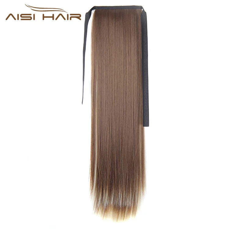 Aisi Hair Long Straight Bandage Synthetic Ponytail Heat Resistant Fiber Hairpiece Clip In Hair Extension for Woman
