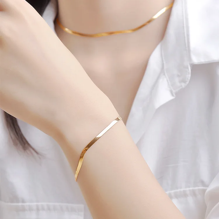 Carline Fine 925 Sterling Silver Snake Chain Bracelet Minimalist 18k Gold Plated Fashion Jewelry Gifts for Women Ladies