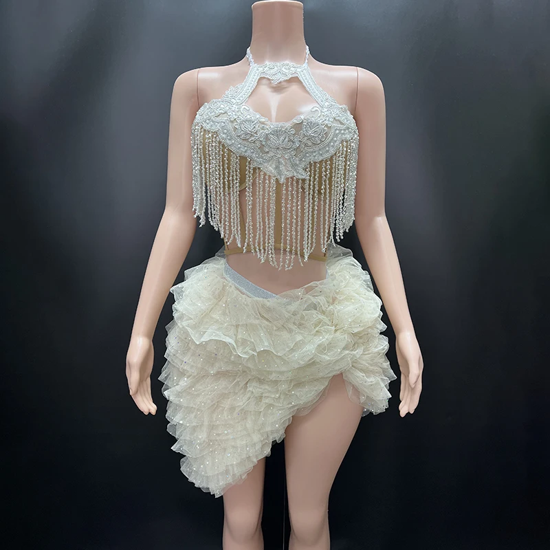 Novance Y4260-B Two-Pieces Set Elegant Evening Dress For Wedding Fancy Girls Dresses With Tassel Club Dresses Sexy Mini Party