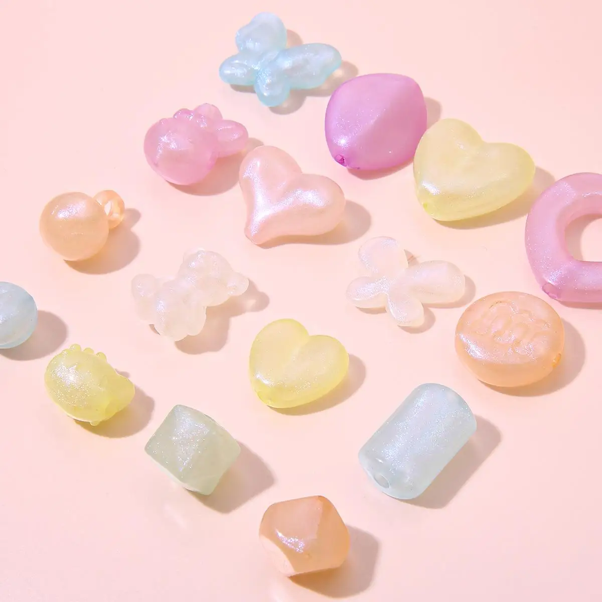 quzhi acrylic semi-transparent blue light mixed color loose beads handmade DIY hair accessories Bracelet Necklace Pendant earrin