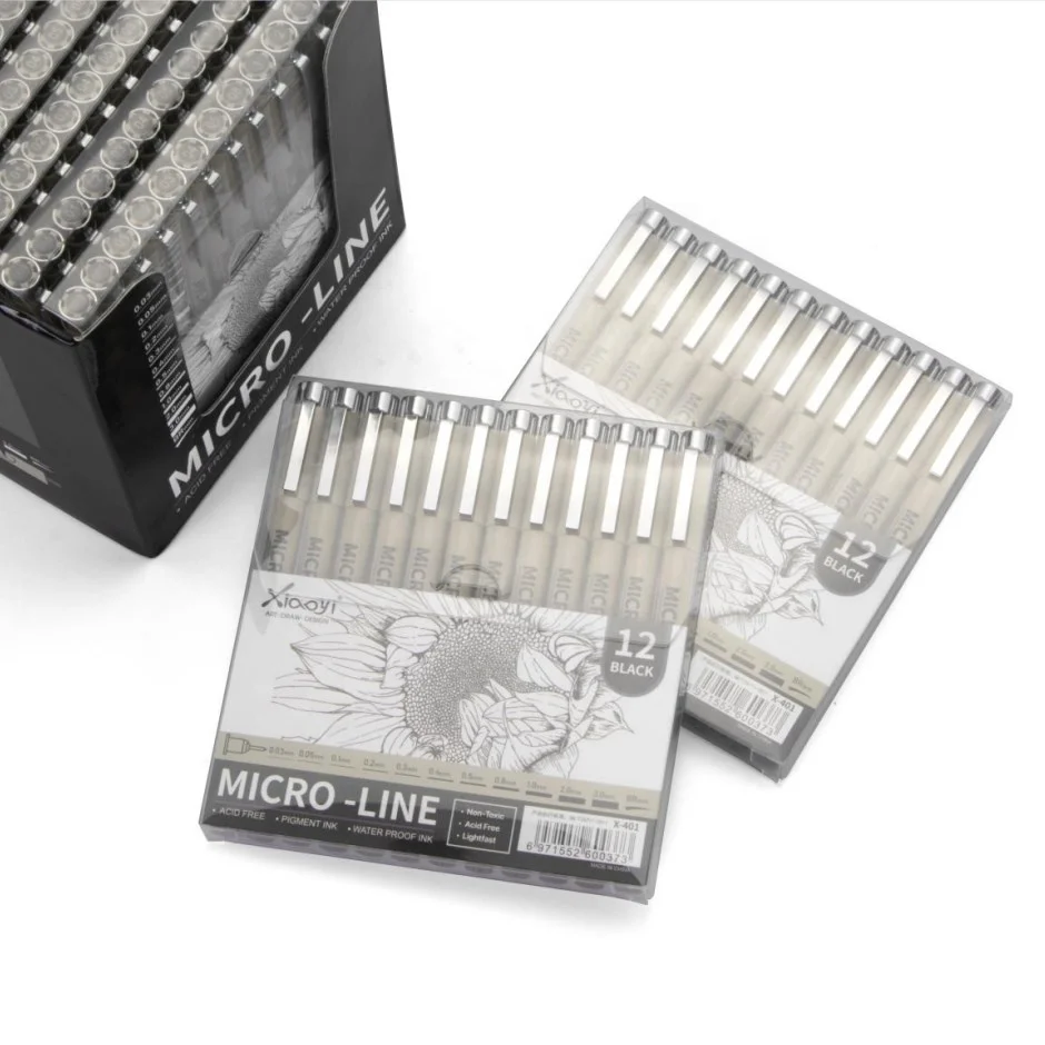 Permanent Fine Tip Pens Set of 12 Black Fineliner Ink Pens Fine Point  Pen Waterproof  Markers