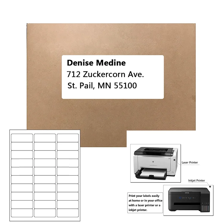 Best Strong  Sticker Label Shipping Address Labels Letter Size Inkjet Laser Labels