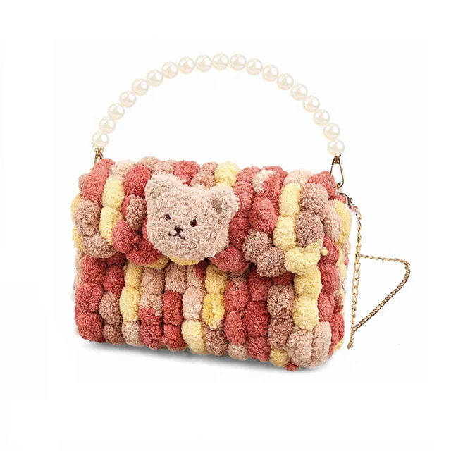 Children hand-woven bag diy homemade material bag art and craft toys handbag mini bag for plush toy