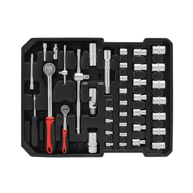 Customizable 187pcs Professional Tool Set Aluminum Case Tool Kits With Rolling Tool Box Socket Set Wrench Spanner