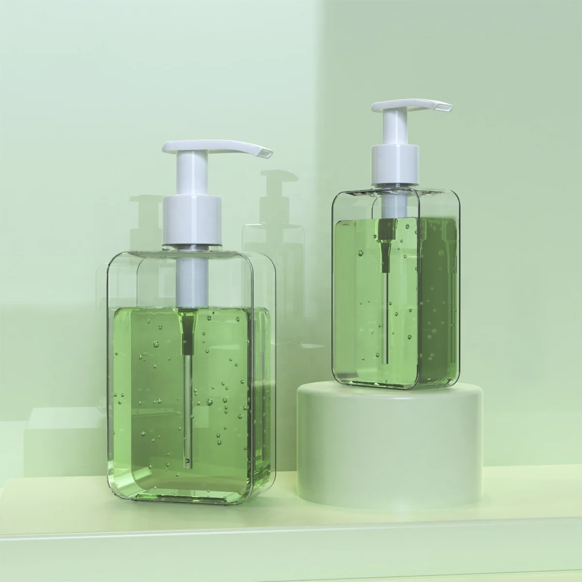 New Arrival 200ml300ml thick wall shampoo bottle clear amber square body wash dispensed PETG lotion plastic pump bottle