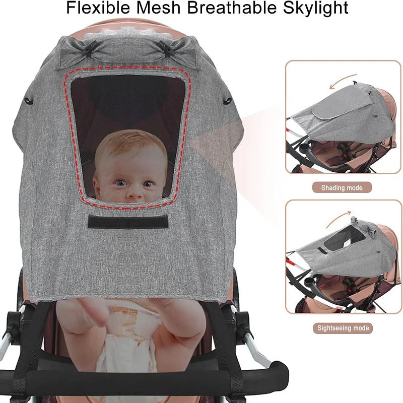 High Quality Uv Resistant Sun Shade Foldable Adjustable Waterproof Canopy Baby Stroller Pram Carriag Sun Cover Uv Proof