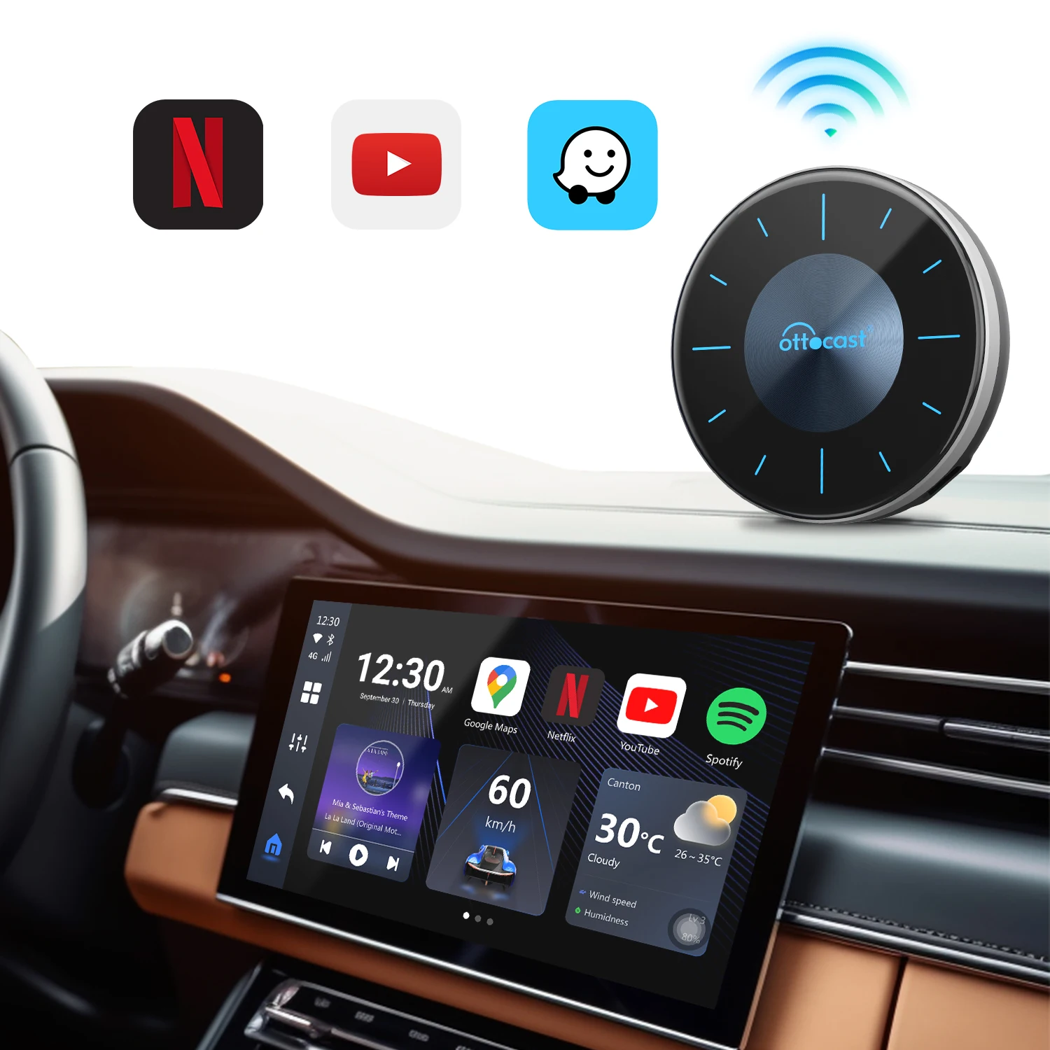 Ottocast Magic Good Quality Android AI Box P3  Wireless Carplay adapter android auto Wireless Carplay box for Cars Play Media