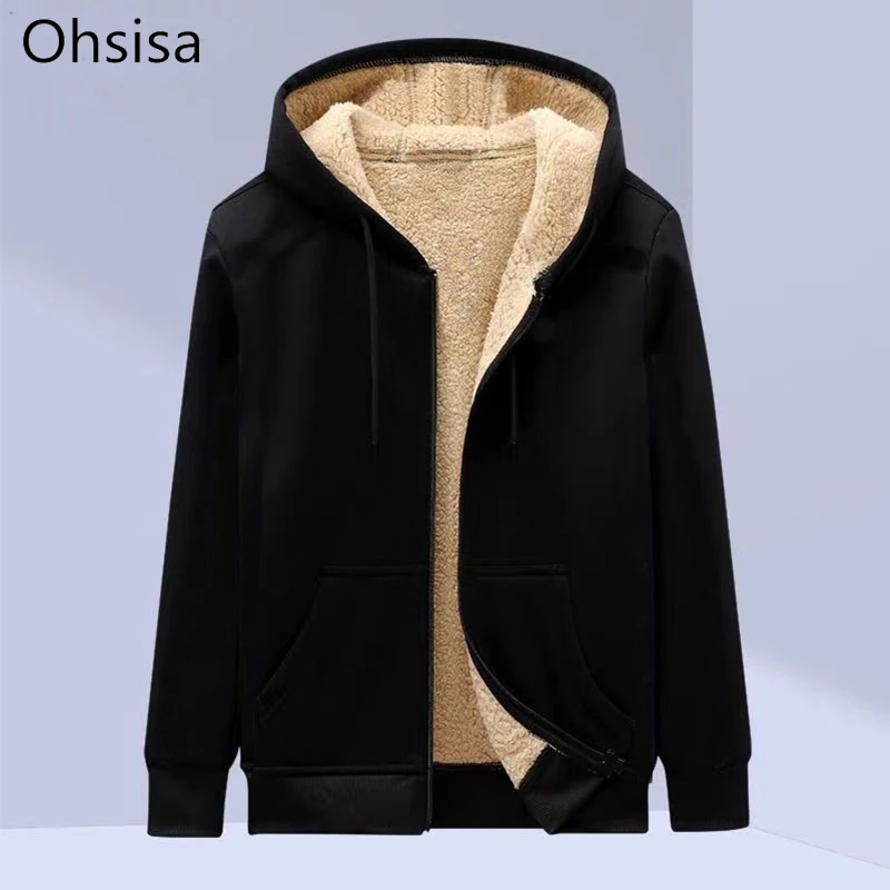 New Fashion Men Autumn Winter Hooded Long Sleeve Zipper Hoodies Sweater Solid Color Casual Fleece Thicken Warm Casual Hoodies