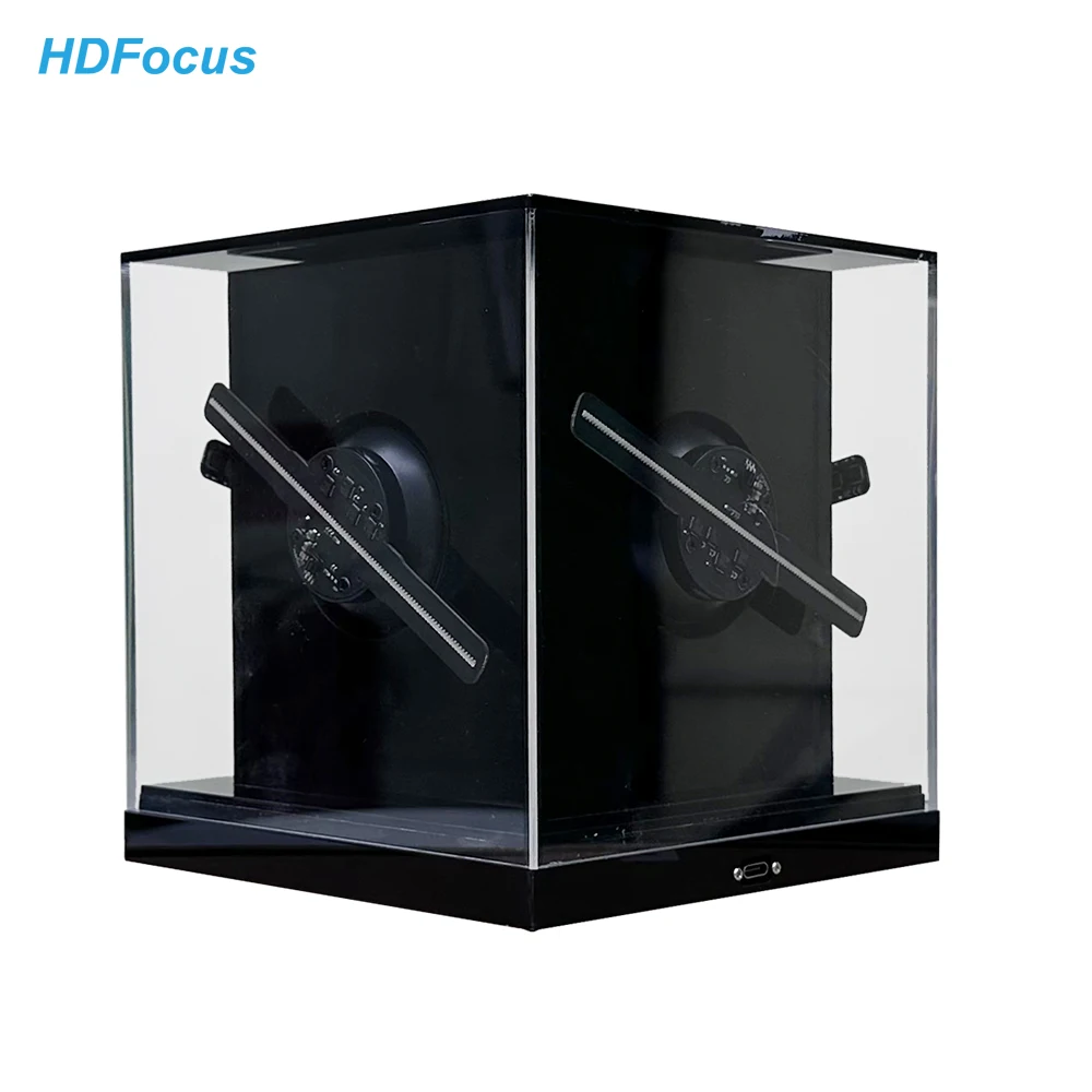 New Desktop 4*Two Blades 3D Hologram Fans With Acrylic Cover App Control 3D Fan Projector 3D Holographic Fan For Business