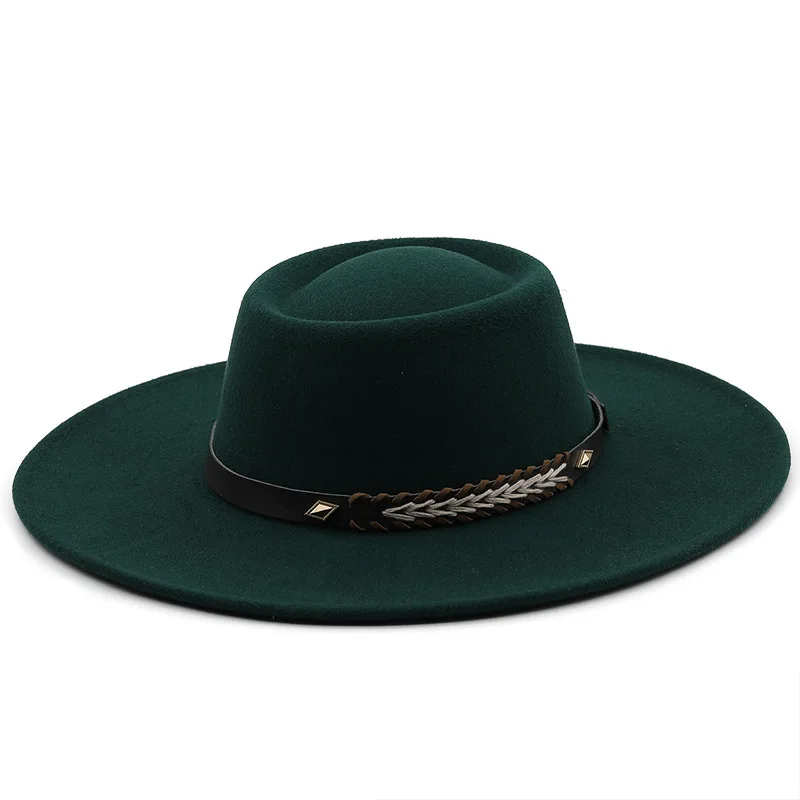 Solid Color Big Brim Women Autumn Winter Party Flat Top Panama Fedora Hats Wholesale Custom Fashion Ladies Wide Brim Fedora Hats